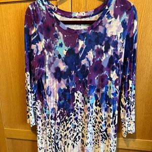 Logo knit 3/4 Sleeve Floral Animal Print Knit Top, Size M